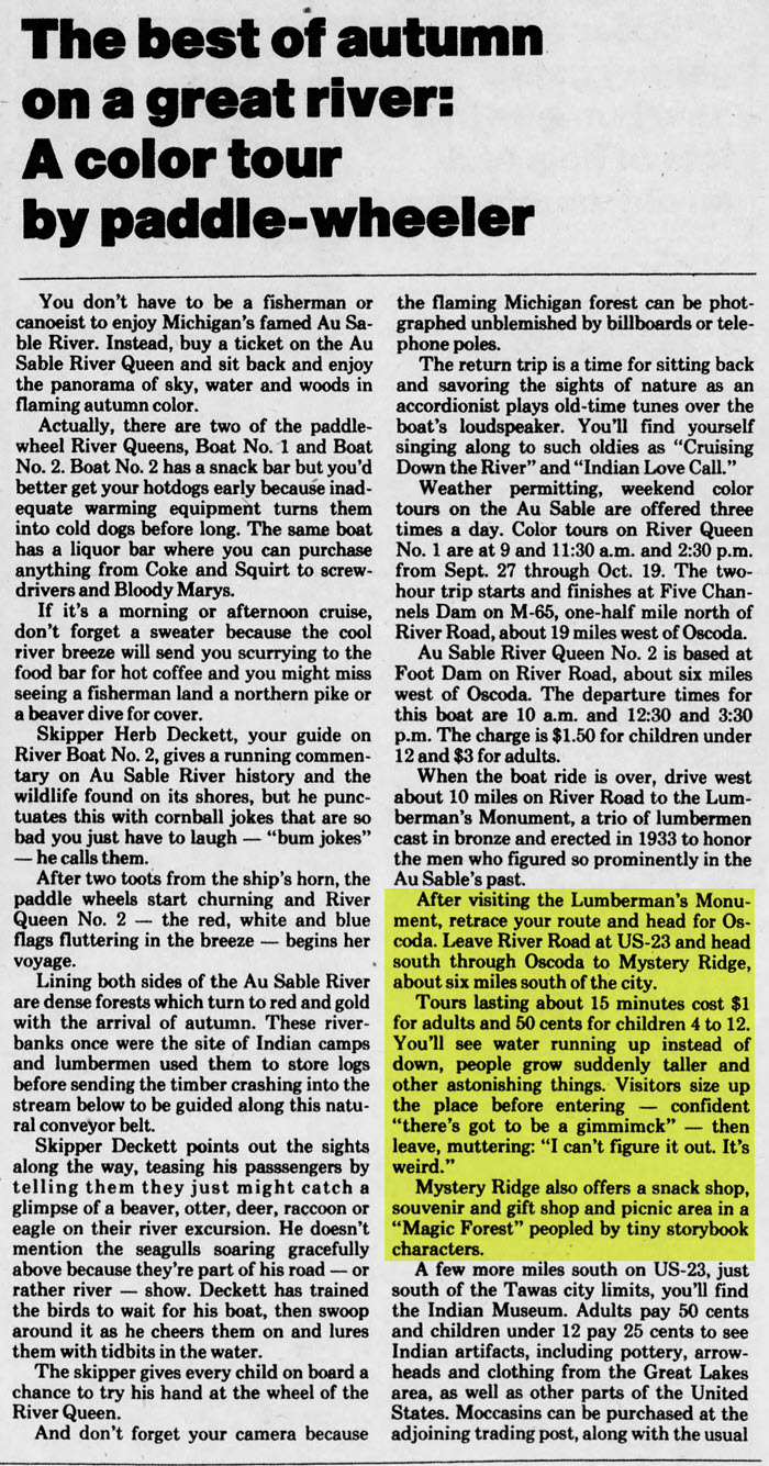 Mystery Ridge - Sep 28 1975 Article